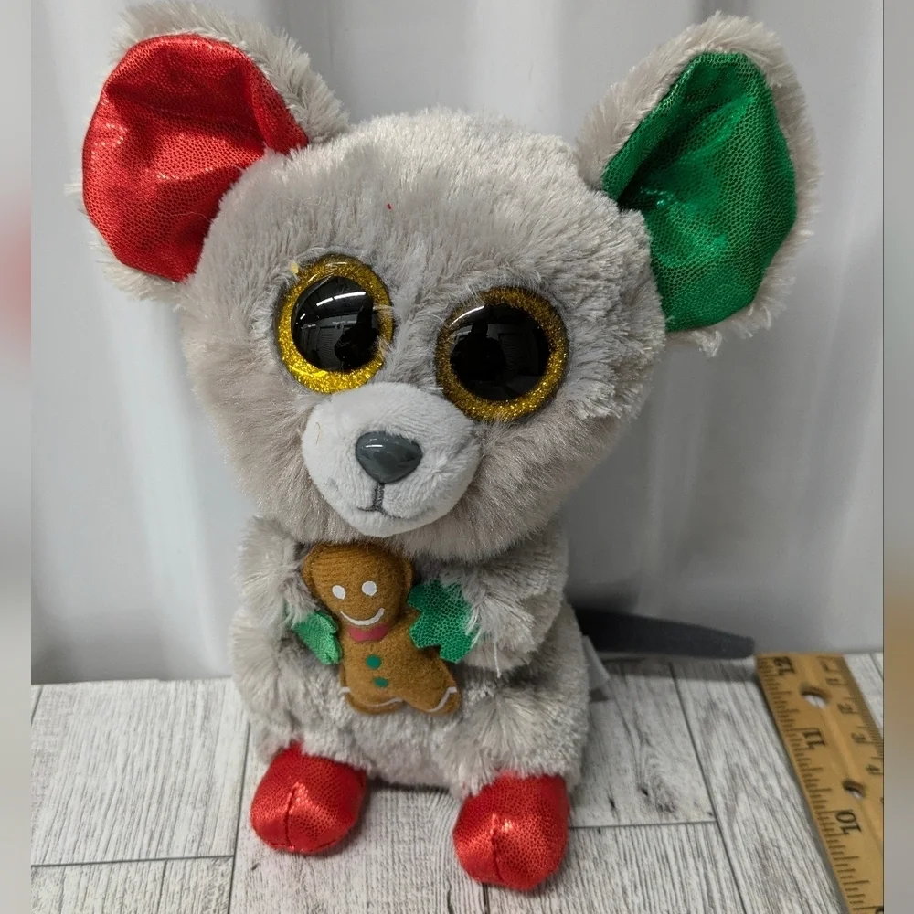 Ty Mac Gray Mouse with Red and Green Ears